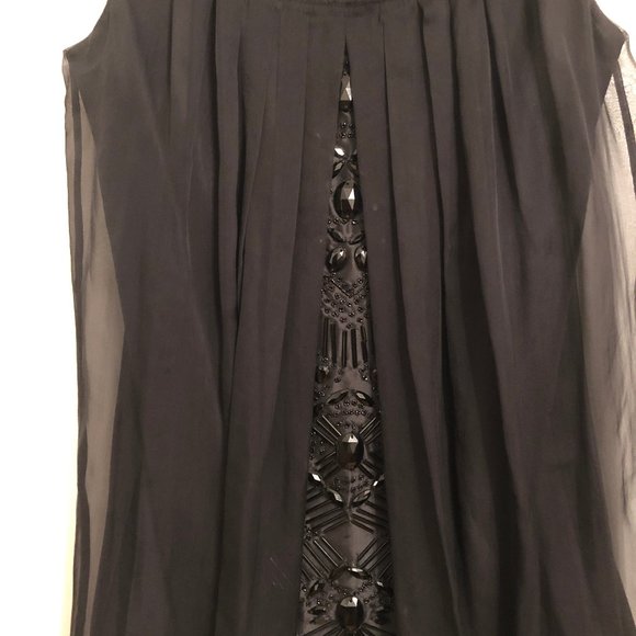 New Moschino Layered Silk Beaded Dress Black Shift Mini Sleeveless Chiffon - Picture 5 of 8